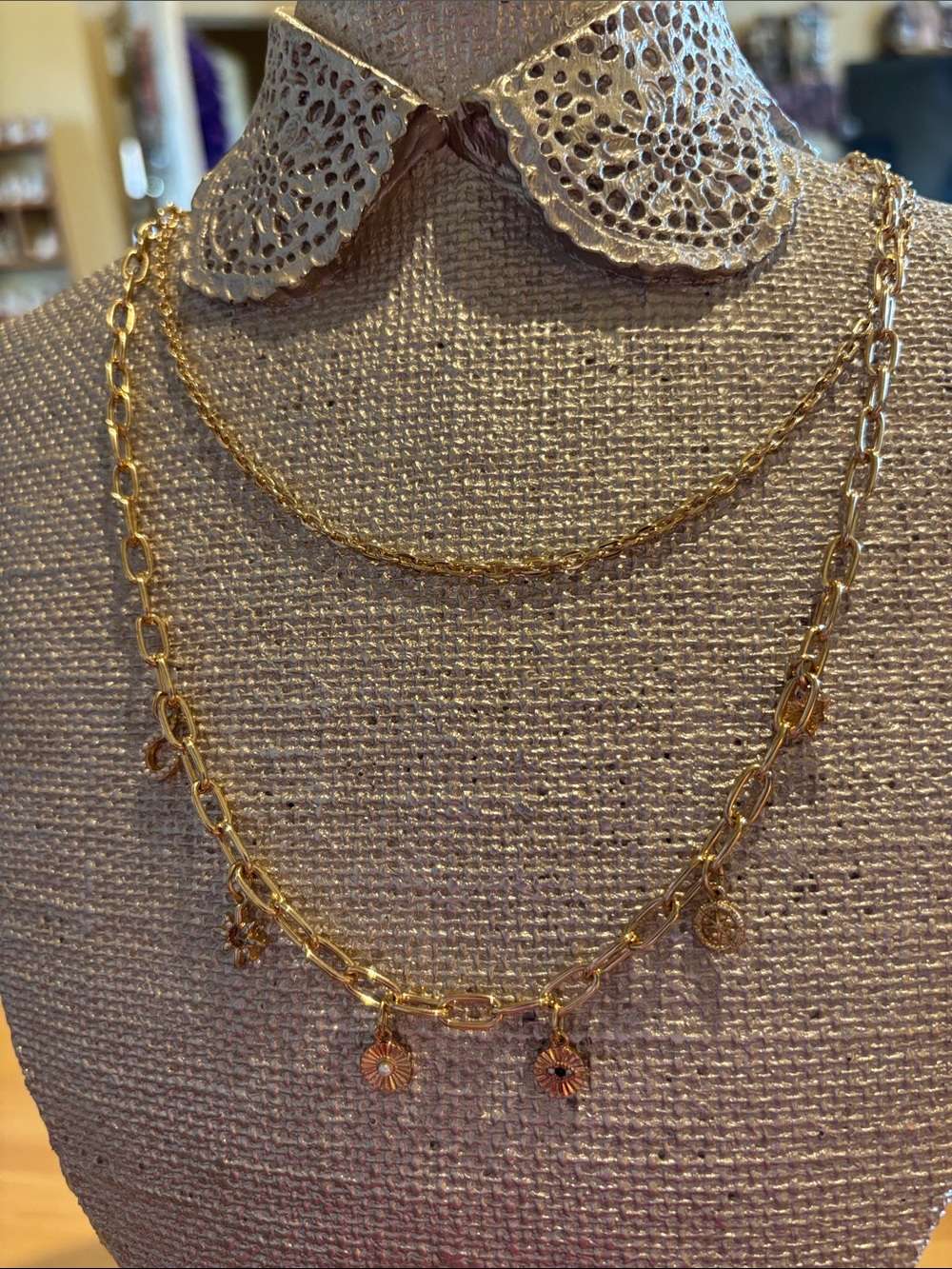 Gold Layered Charm Necklace Set - Women Jewelry